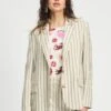 BLAZER - Striped Cream 1 BLAZER - Striped Cream -Pom Amsterdam pom amsterdam blazers beige 34 blazer striped cream 1130662489