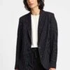 BLAZER - Noir Striped 2 BLAZER - Noir Striped -Pom Amsterdam pom amsterdam blazers black 34 blazer noir striped 1186215024