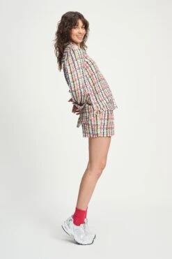 BLOUSE - Brushwork Check Linen 10 BLOUSE - Brushwork Check Linen -Pom Amsterdam pom amsterdam blouses blouse brushwork check linen 1154327053