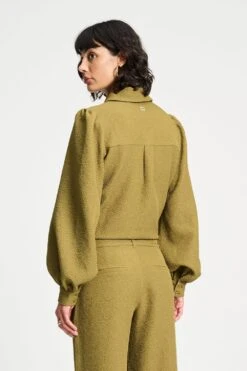 BLOUSE - Bubble Fresh Olive -Pom Amsterdam pom amsterdam blouses blouse bubble fresh olive 1180698848