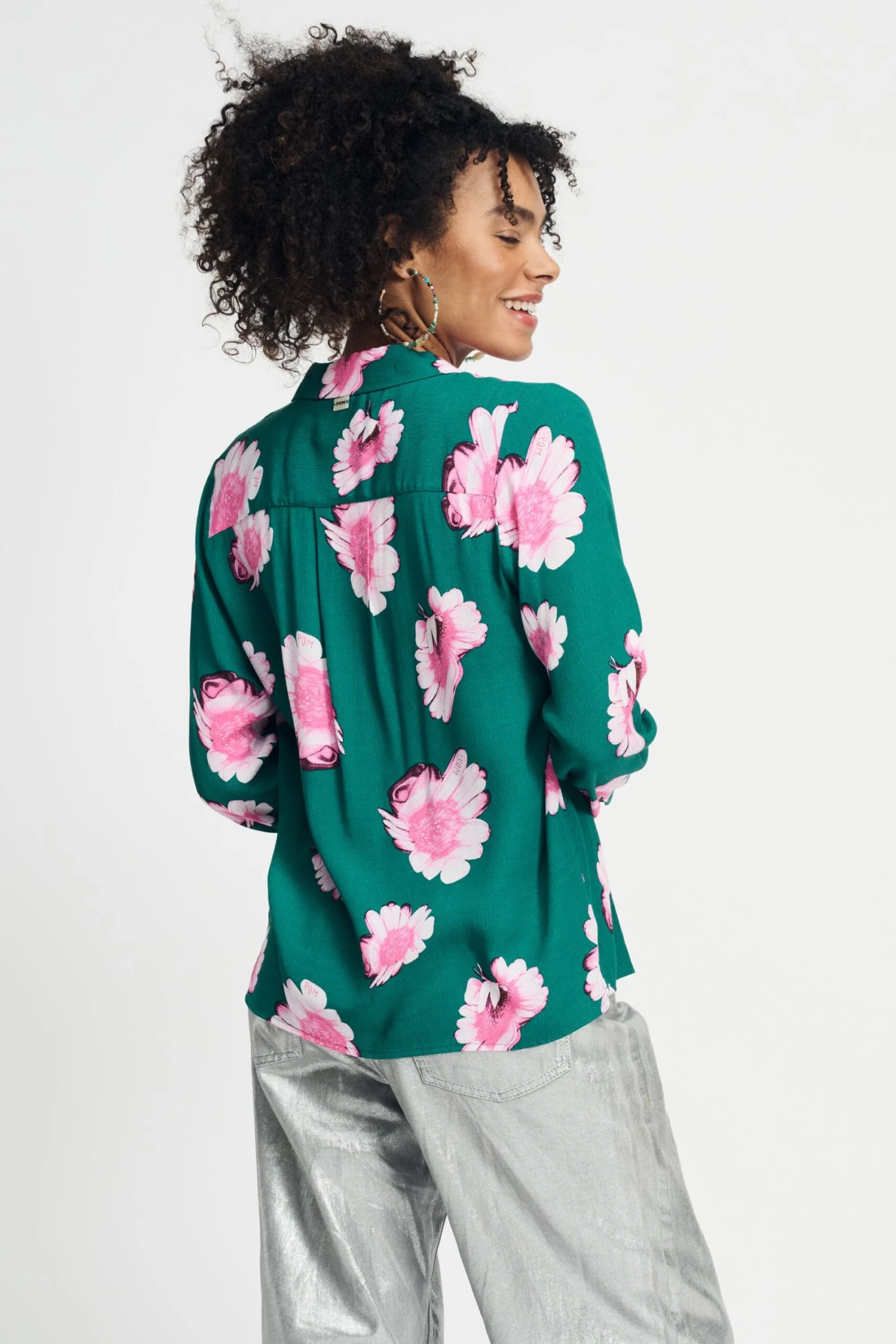 BLOUSE - Mila Meadow Flowers Green 5 BLOUSE - Mila Meadow Flowers Green - Image 3