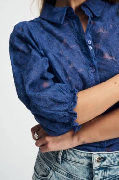 BLOUSE - Sapphire Blue 13 BLOUSE - Sapphire Blue -Pom Amsterdam pom amsterdam blouses blouse sapphire blue 72739646538108