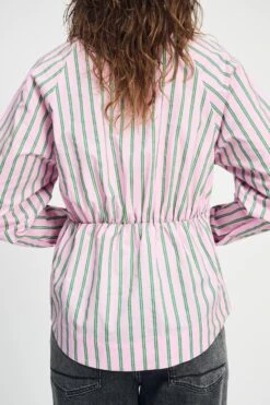 BLOUSE - Striped Poplin Rose Pink 9 BLOUSE - Striped Poplin Rose Pink -Pom Amsterdam pom amsterdam blouses blouse striped poplin rose pink 1141179313