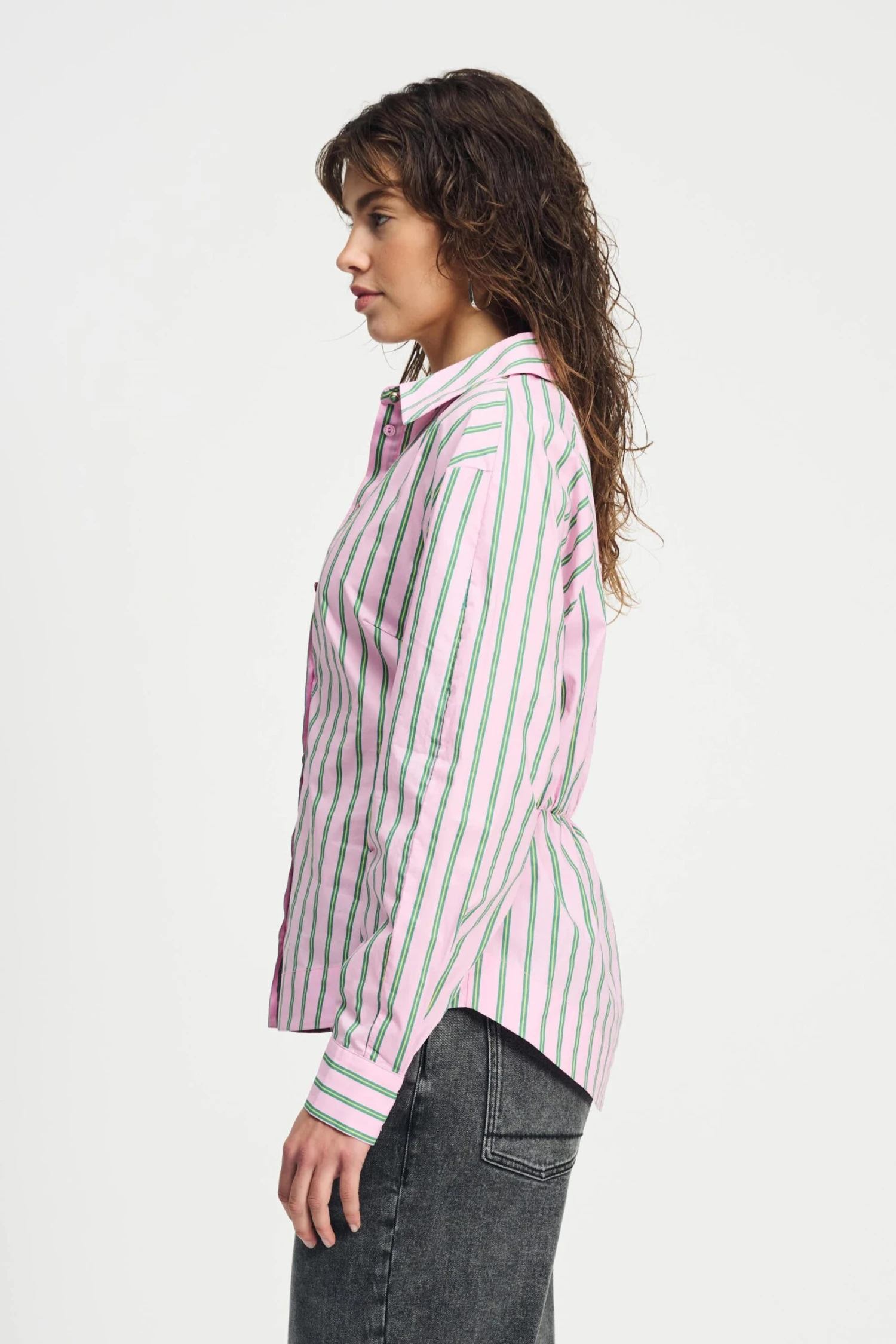 BLOUSE - Striped Poplin Rose Pink 5 BLOUSE - Striped Poplin Rose Pink - Image 3