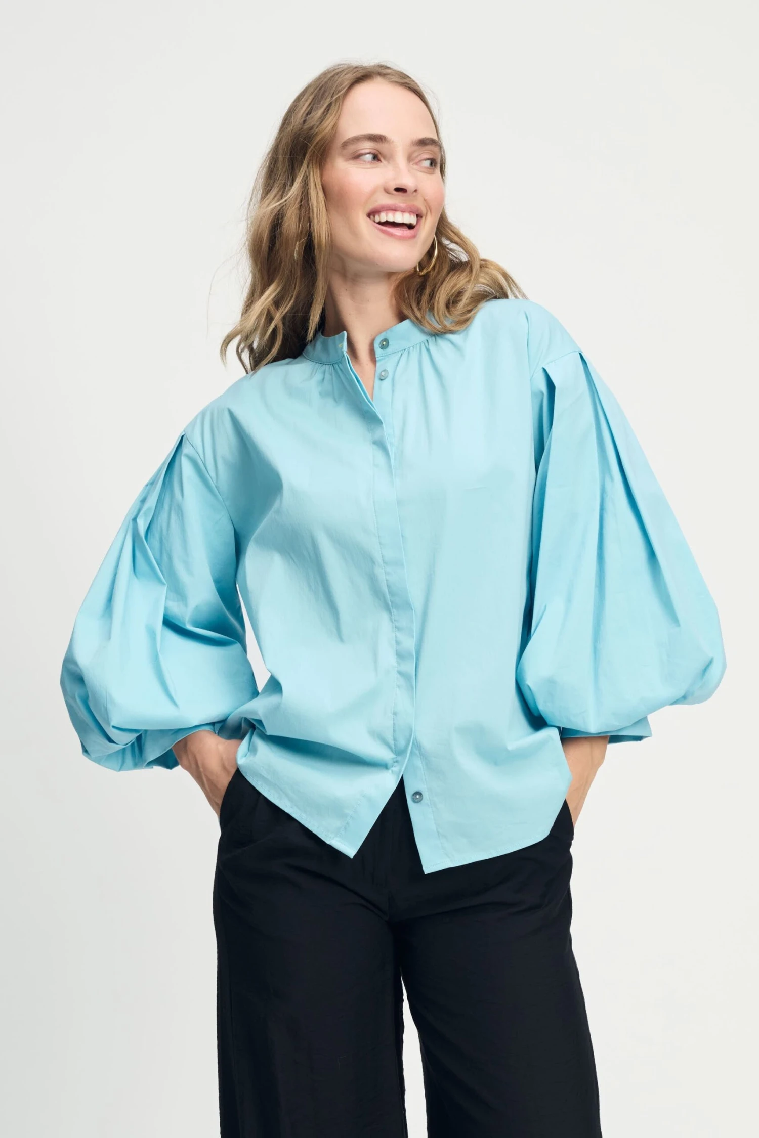 BLOUSE - Poplin Sky Blue 3 BLOUSE - Poplin Sky Blue