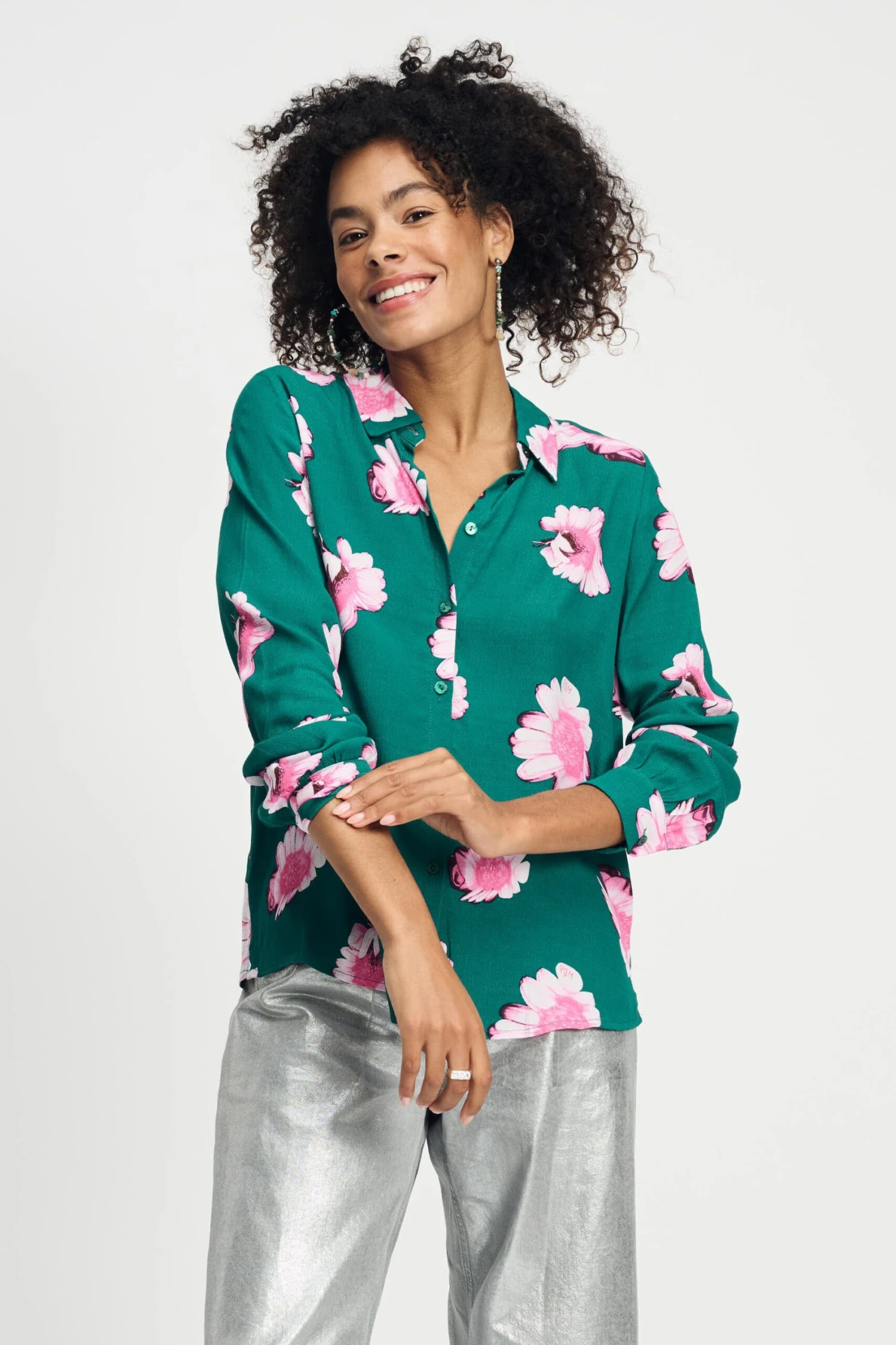 BLOUSE - Mila Meadow Flowers Green 3 BLOUSE - Mila Meadow Flowers Green