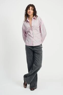 Pom Amsterdam 50 BLOUSE - Striped Poplin Rose Pink