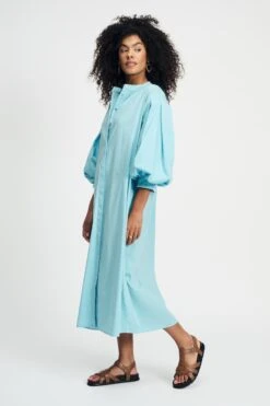 Pom Amsterdam 6 DRESS - Poplin Sky Blue