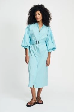 DRESS - Poplin Sky Blue 10 DRESS - Poplin Sky Blue -Pom Amsterdam pom amsterdam dresses dress poplin sky blue 1144823087
