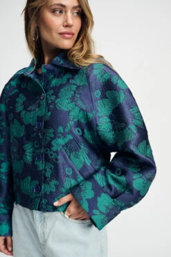 JACKET - Floral Jacquard Fresh Blue