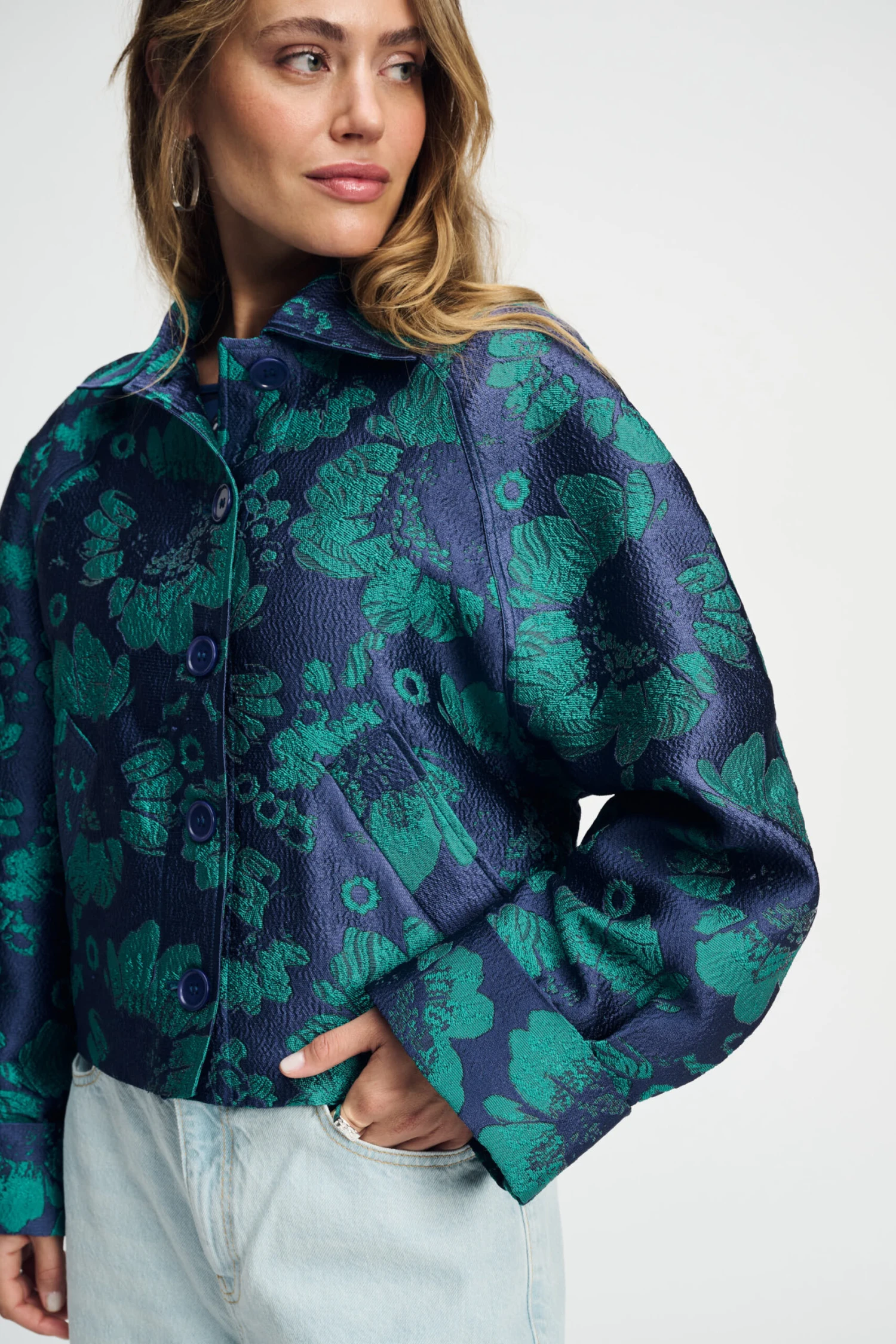 JACKET - Floral Jacquard Fresh Blue 3 JACKET - Floral Jacquard Fresh Blue
