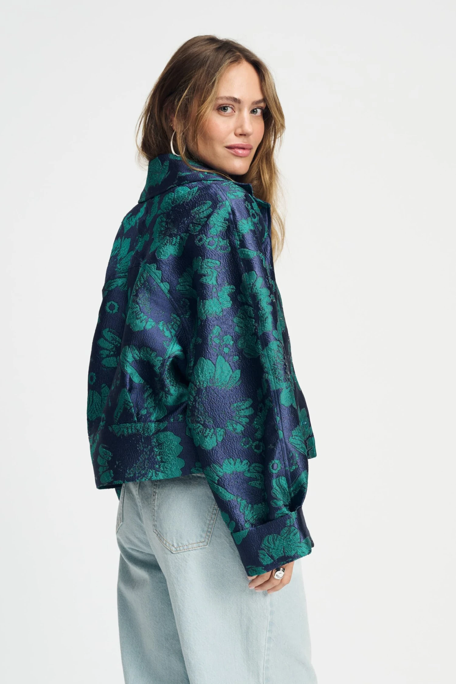 JACKET - Floral Jacquard Fresh Blue 6 JACKET - Floral Jacquard Fresh Blue - Image 4