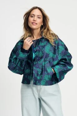 JACKET - Floral Jacquard Fresh Blue 10 JACKET - Floral Jacquard Fresh Blue -Pom Amsterdam pom amsterdam jackets jacket floral jacquard fresh blue 1140789317