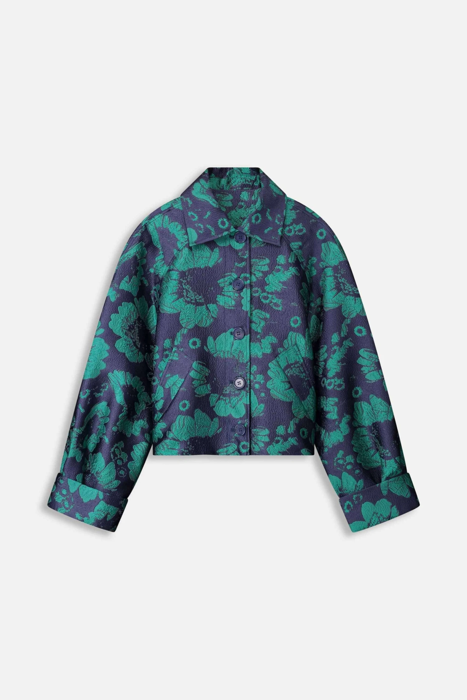 JACKET - Floral Jacquard Fresh Blue 4 JACKET - Floral Jacquard Fresh Blue - Image 2