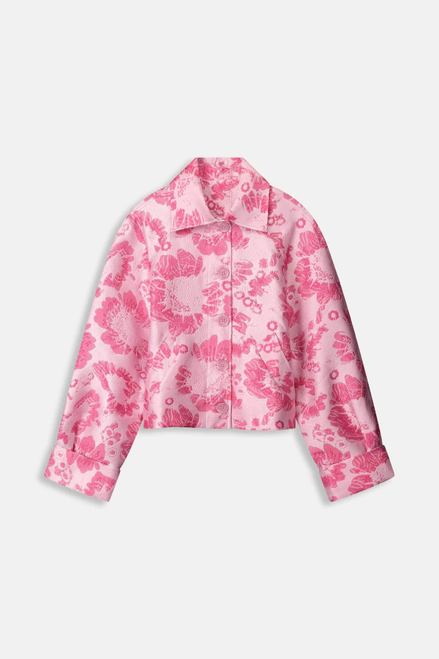 JACKET - Floral Jacquard Raspberry 4 JACKET - Floral Jacquard Raspberry - Image 2