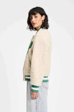JACKET - Teddy Baseball Ecru 13 JACKET - Teddy Baseball Ecru -Pom Amsterdam pom amsterdam jackets jacket teddy baseball ecru 1186215032