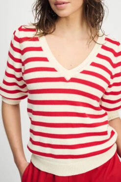 PULLOVER - Striped Scarlet Red 13 PULLOVER - Striped Scarlet Red -Pom Amsterdam pom amsterdam pullovers pullover striped scarlet red 1130662414