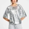 TOP - Sequins Silver 1 TOP - Sequins Silver -Pom Amsterdam pom amsterdam tops grey 34 top sequins silver 1185234013
