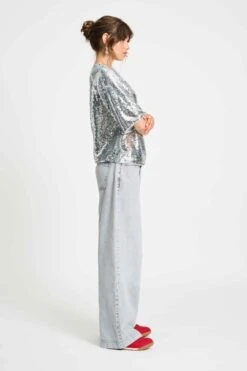 TOP - Sequins Silver -Pom Amsterdam pom amsterdam tops top sequins silver 1185234011