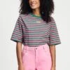 TSHIRT - Striped Pink Green