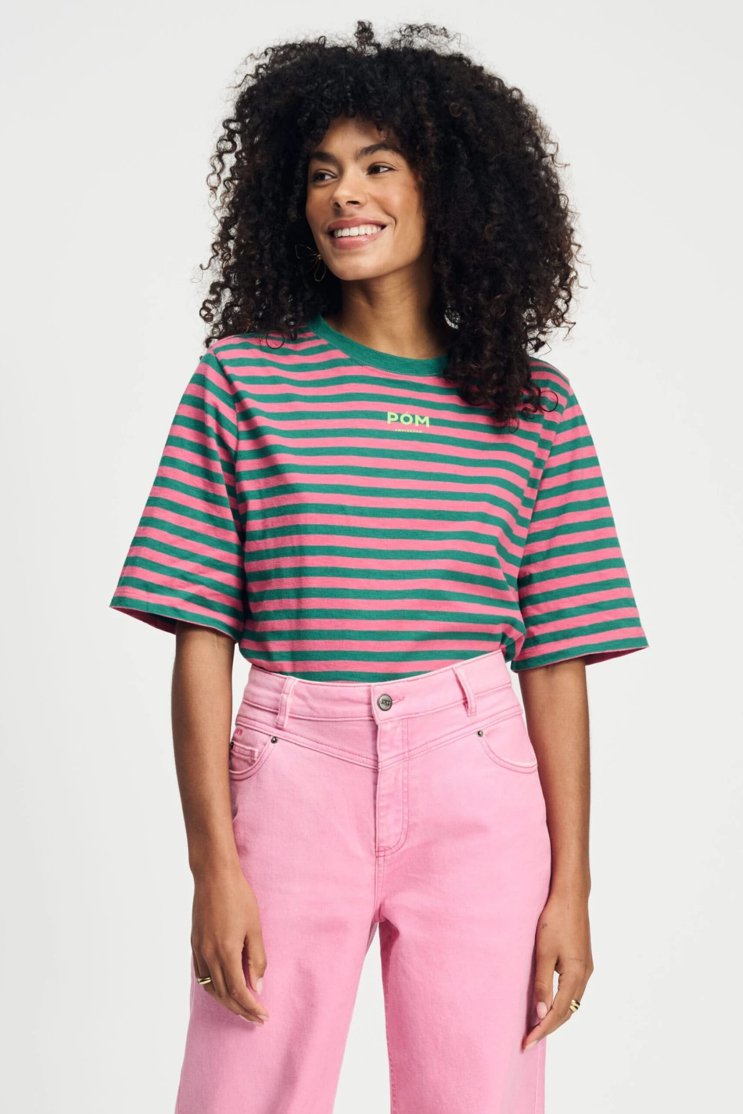 TSHIRT - Striped Pink Green 3 TSHIRT - Striped Pink Green