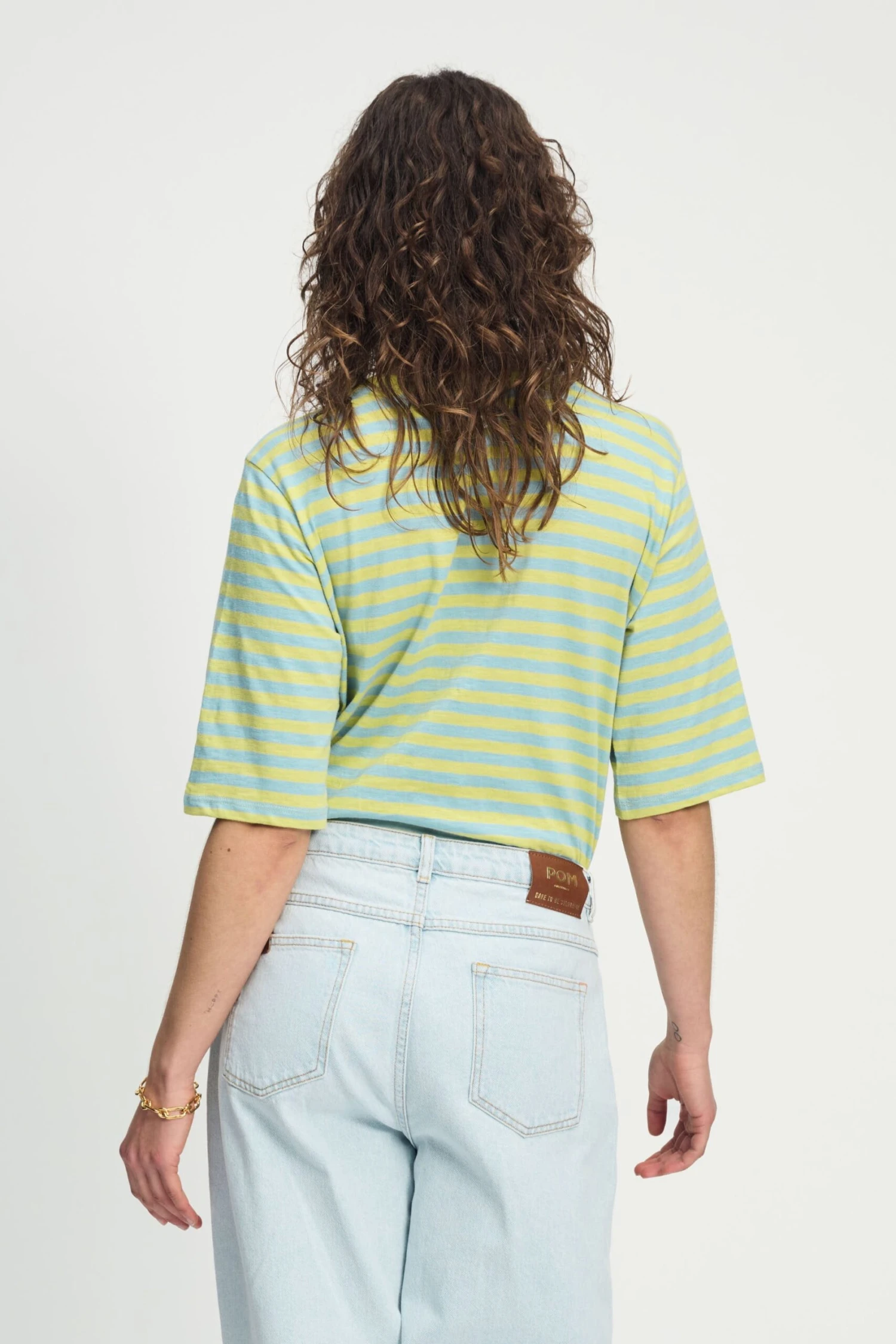 TSHIRT - Striped Lime Blue 6 TSHIRT - Striped Lime Blue - Image 4