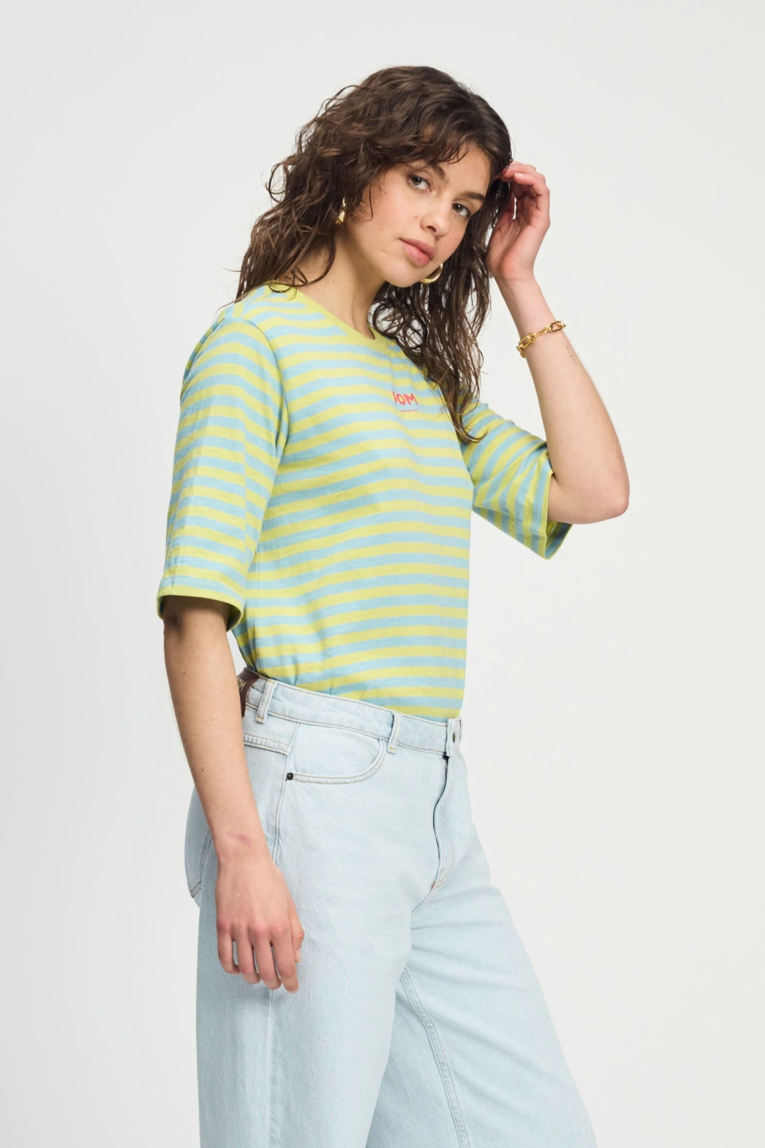 TSHIRT - Striped Lime Blue 5 TSHIRT - Striped Lime Blue - Image 3