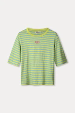 Pom Amsterdam -Pom Amsterdam pom amsterdam tshirts tshirt striped lime blue 1144881620