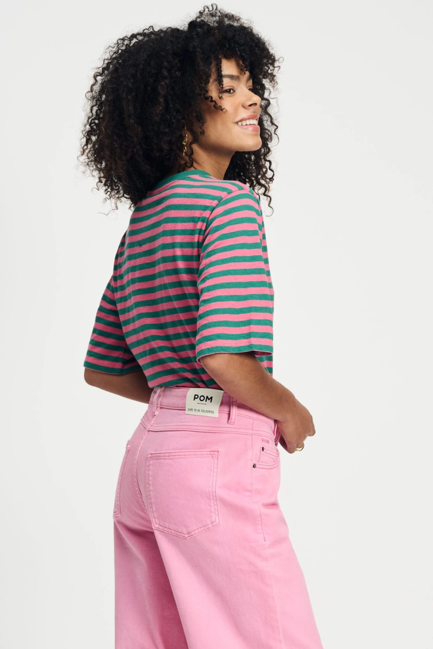 TSHIRT - Striped Pink Green 5 TSHIRT - Striped Pink Green - Image 3