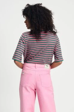 TSHIRT - Striped Pink Green 9 TSHIRT - Striped Pink Green -Pom Amsterdam pom amsterdam tshirts tshirt striped pink green 1130662882